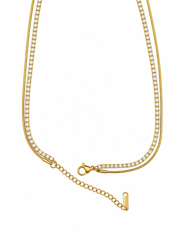 18K Gold Plated Double Layer Ad Heart Necklace : AKN058
