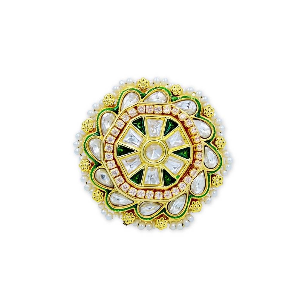 Meenakari Kundan Moissanite Polki Rajwadi Adjustable Ring : AKR001