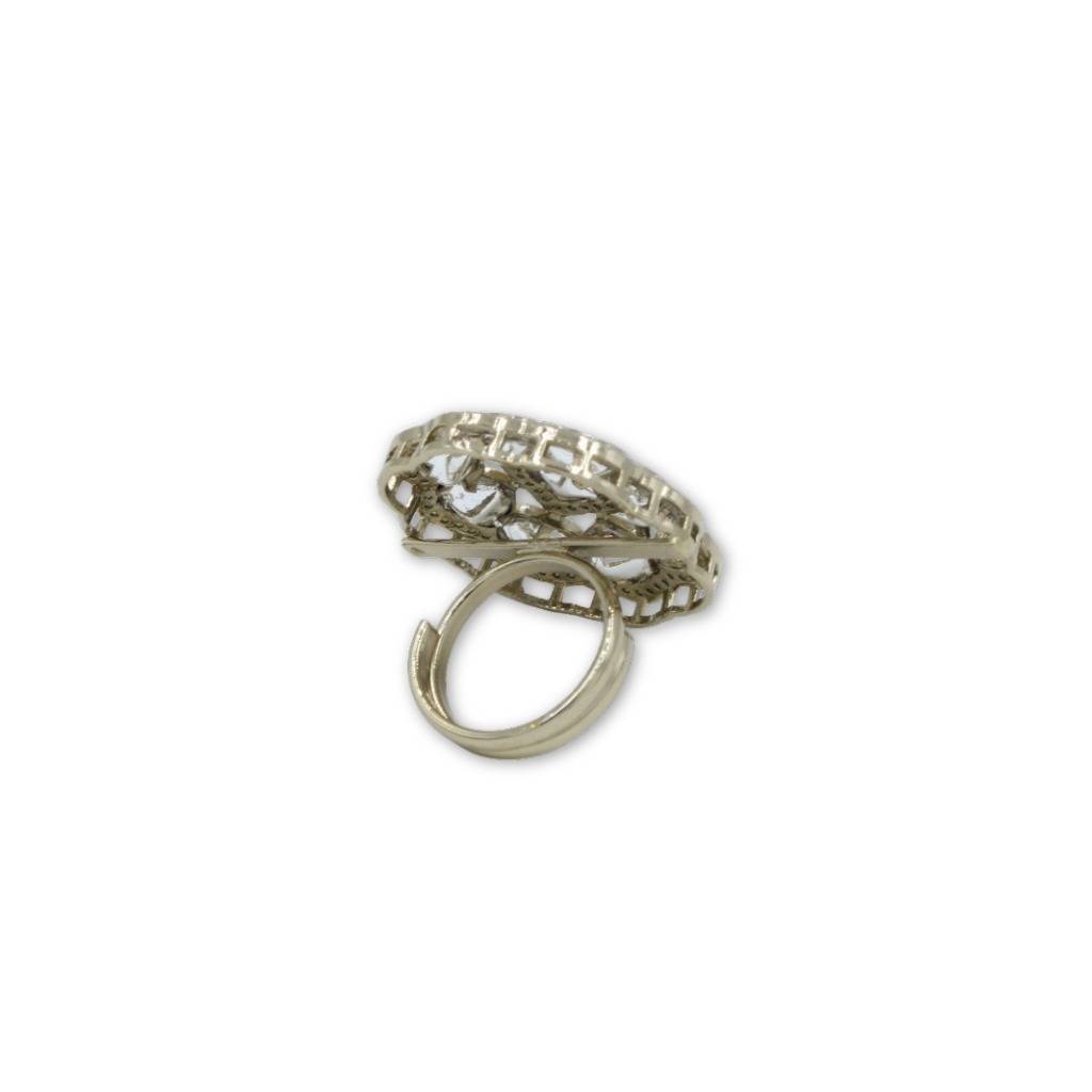 Moissanite Polki Red Stone Cz Adjustable Ring : AKR009