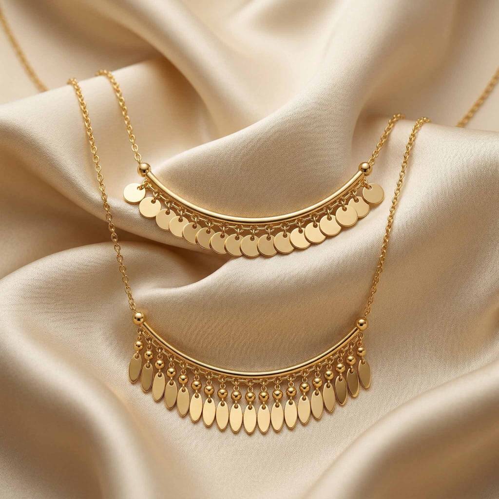 Gold Plated Stacking Chain Necklaces For Women And Girls, Calista Fringe Necklace (Set Of 2) : AMA-CALISTA-SET-NECKLACE