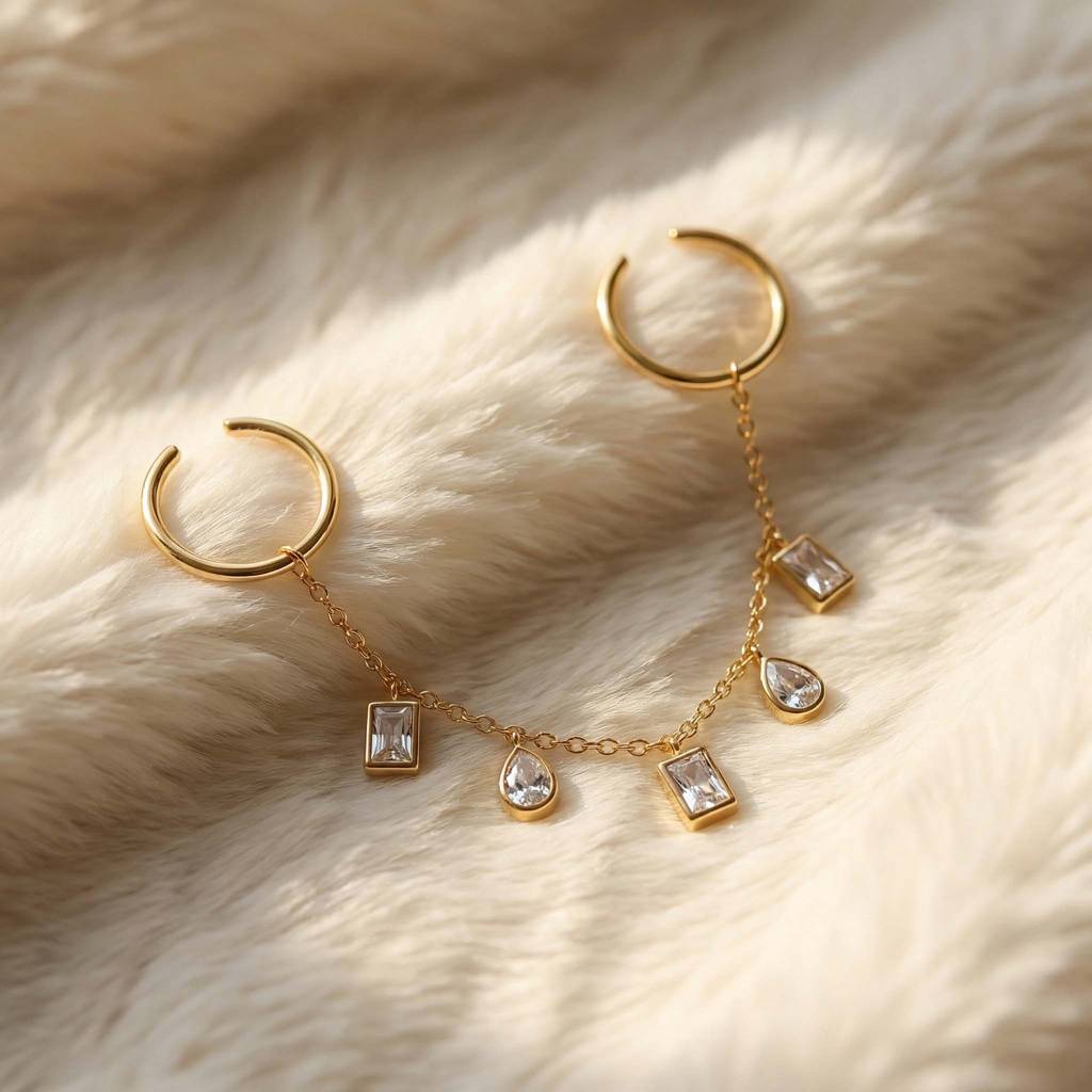 Gold Plated Chain Ring For Women And Girls, Cleo Drizzle Adjustable Chain Ring : AMA-CLEOCHAIN-RING