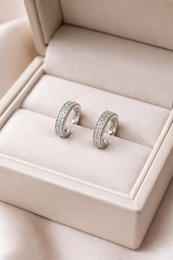 Silver Plated Mini Hoop Bali Earrings For Women  And Girls - Glintia Halo Ear Cuff Earrings, Needs No Pie : AMAGLINTIA-EARRING