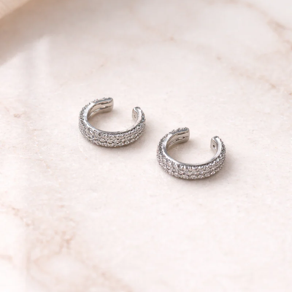 Silver Plated Mini Hoop Bali Earrings For Women  And Girls - Glintia Halo Ear Cuff Earrings, Needs No Pie : AMAGLINTIA-EARRING