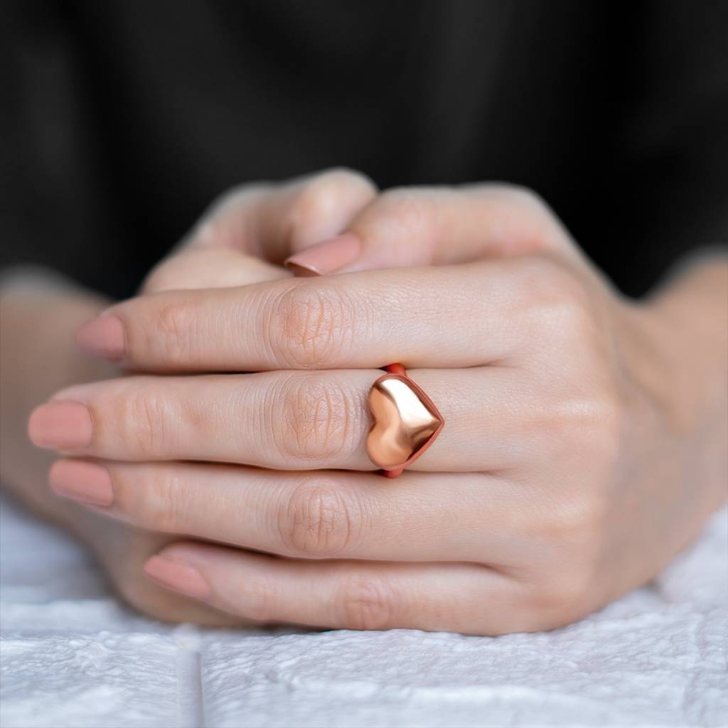 Rose Gold Plated Heart Ring For Women And Girls, Heart’S Glow Radiant Ring : AMAHEARGAD