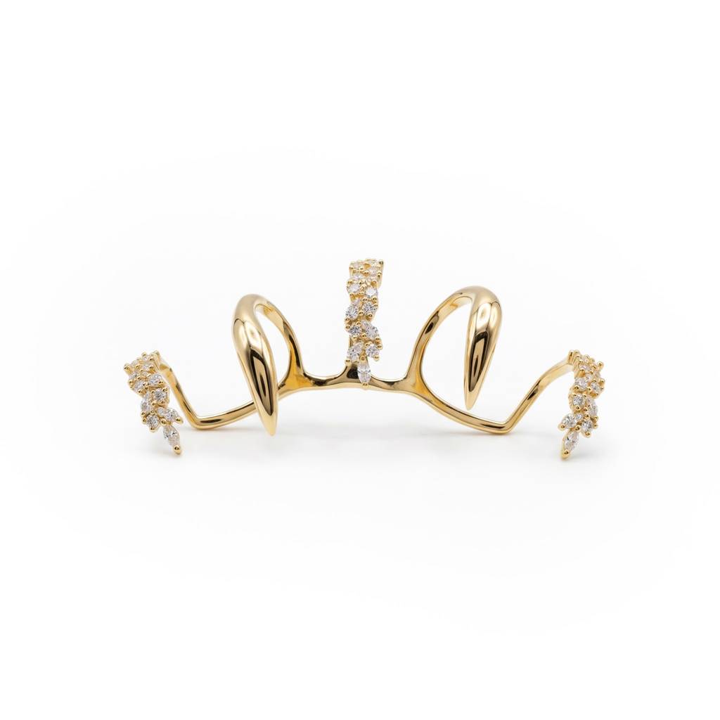 Gold Plated Rings For Women And Girls, Stylish Multi-Finger Rings : The Tigress Claw Knuckle Ring : AMATHE-RING