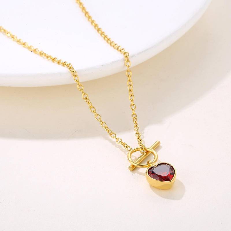 Gold Plated Heart Necklace For Women And Girls, Valentine Heart Necklace : AMAVALENTINE-NECKLACE