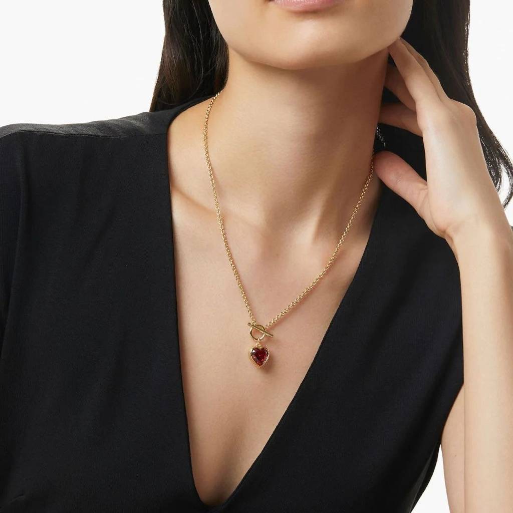 Gold Plated Heart Necklace For Women And Girls, Valentine Heart Necklace : AMAVALENTINE-NECKLACE