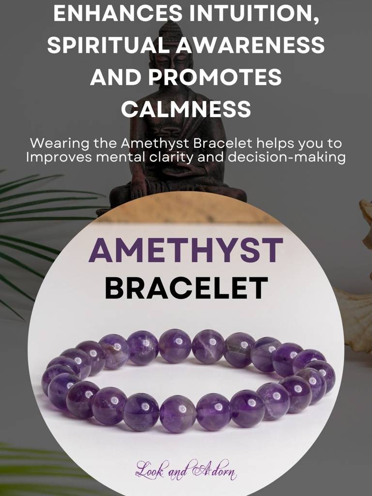 Natural Amethyst Stone Bracelet : LAABL60-65-S