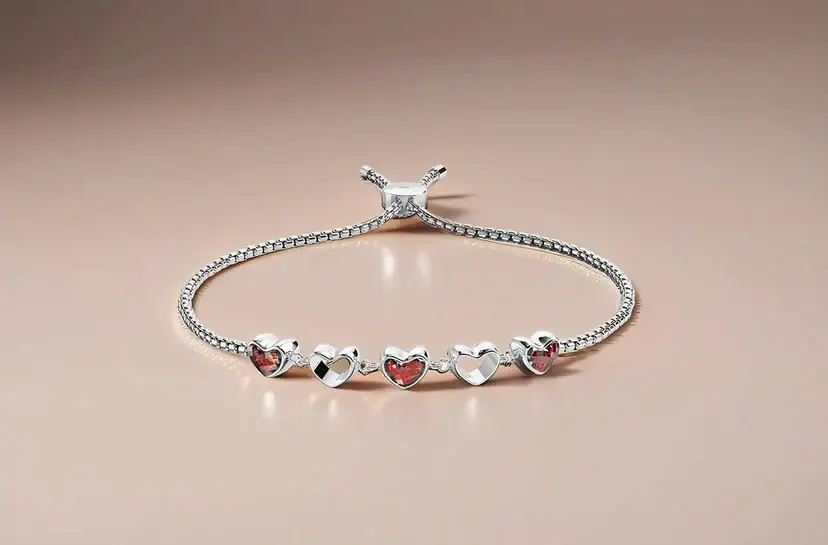 Amorette Bracelet In 925 Sterling Silver With Rhodolite Garnet : AMRT-BRCLT-RGRNT-FS