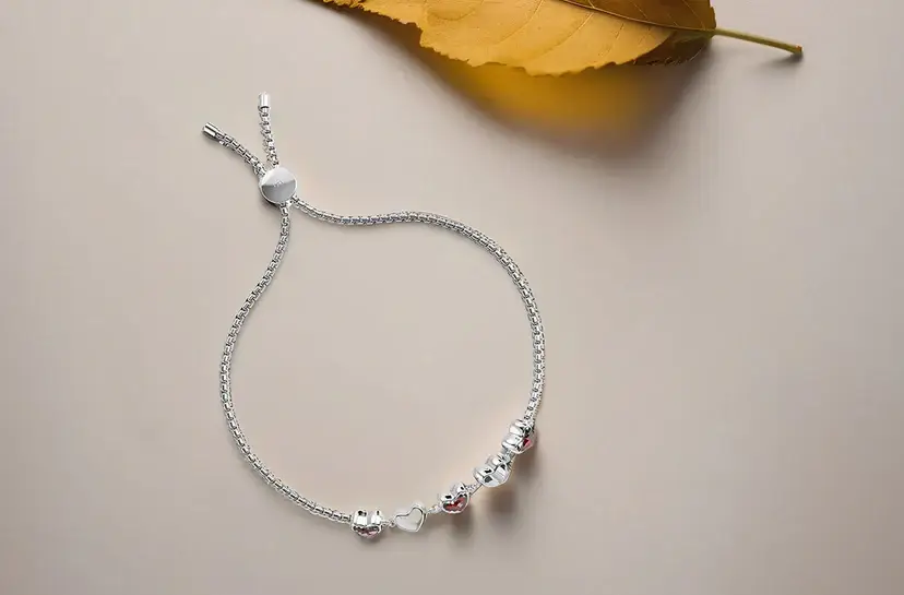 Amorette Bracelet In 925 Sterling Silver With Rhodolite Garnet : AMRT-BRCLT-RGRNT-FS