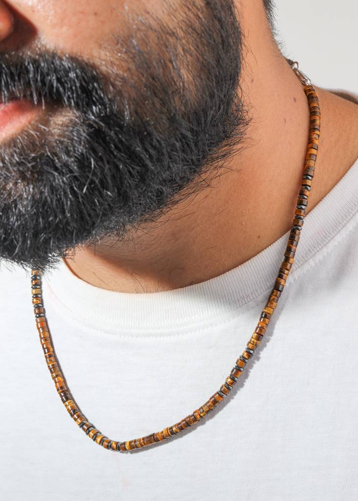Strength & Shield - Tiger Eye Men'S Beaded Necklace : AN10481