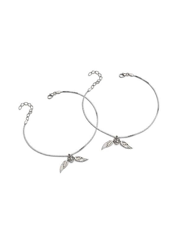 Guardian Grace Angel Wing Silver Anklet ( Pair ) : AN1486S10IRH