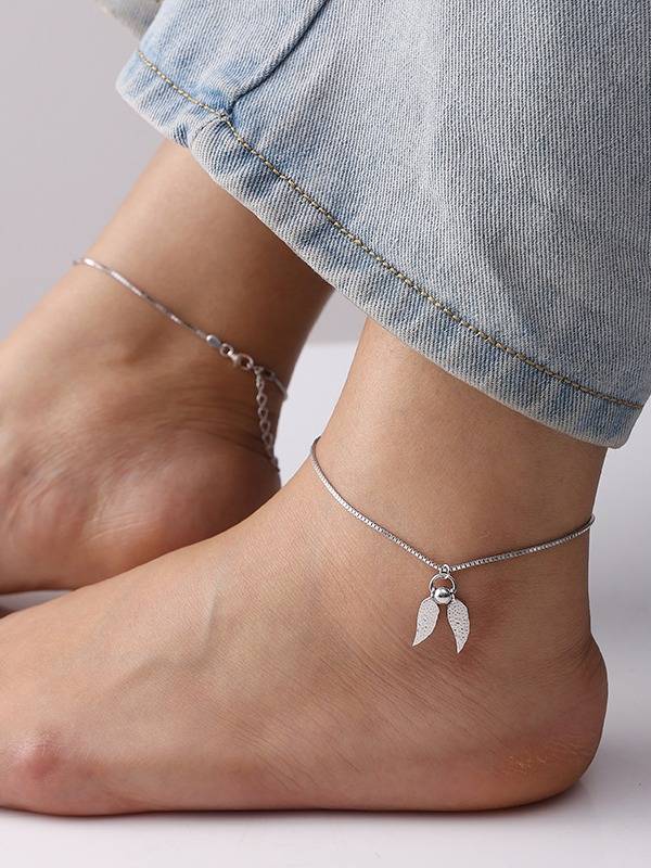 Guardian Grace Angel Wing Silver Anklet ( Pair ) : AN1486S10IRH