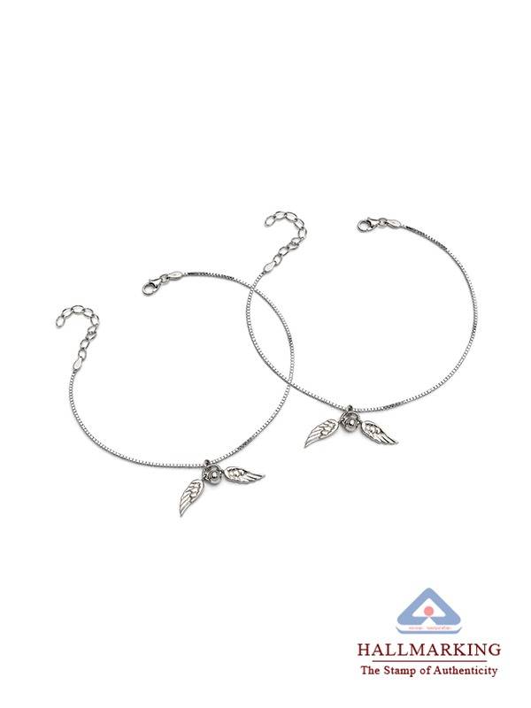 Guardian Grace Angel Wing Silver Anklet ( Pair ) : AN1486S10IRH