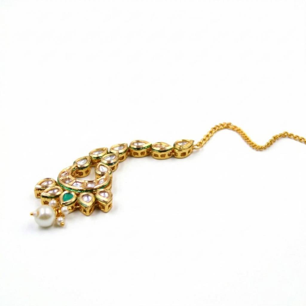 Gold Plated Meenakari Kundan Maangtikka : ANKK-M-002