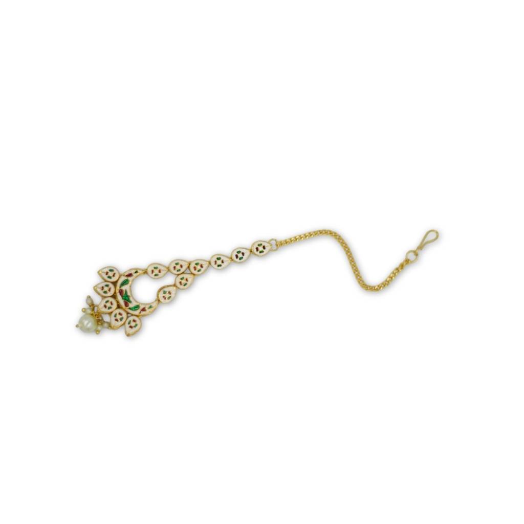 Gold Plated Meenakari Kundan Maangtikka : ANKK-M-002