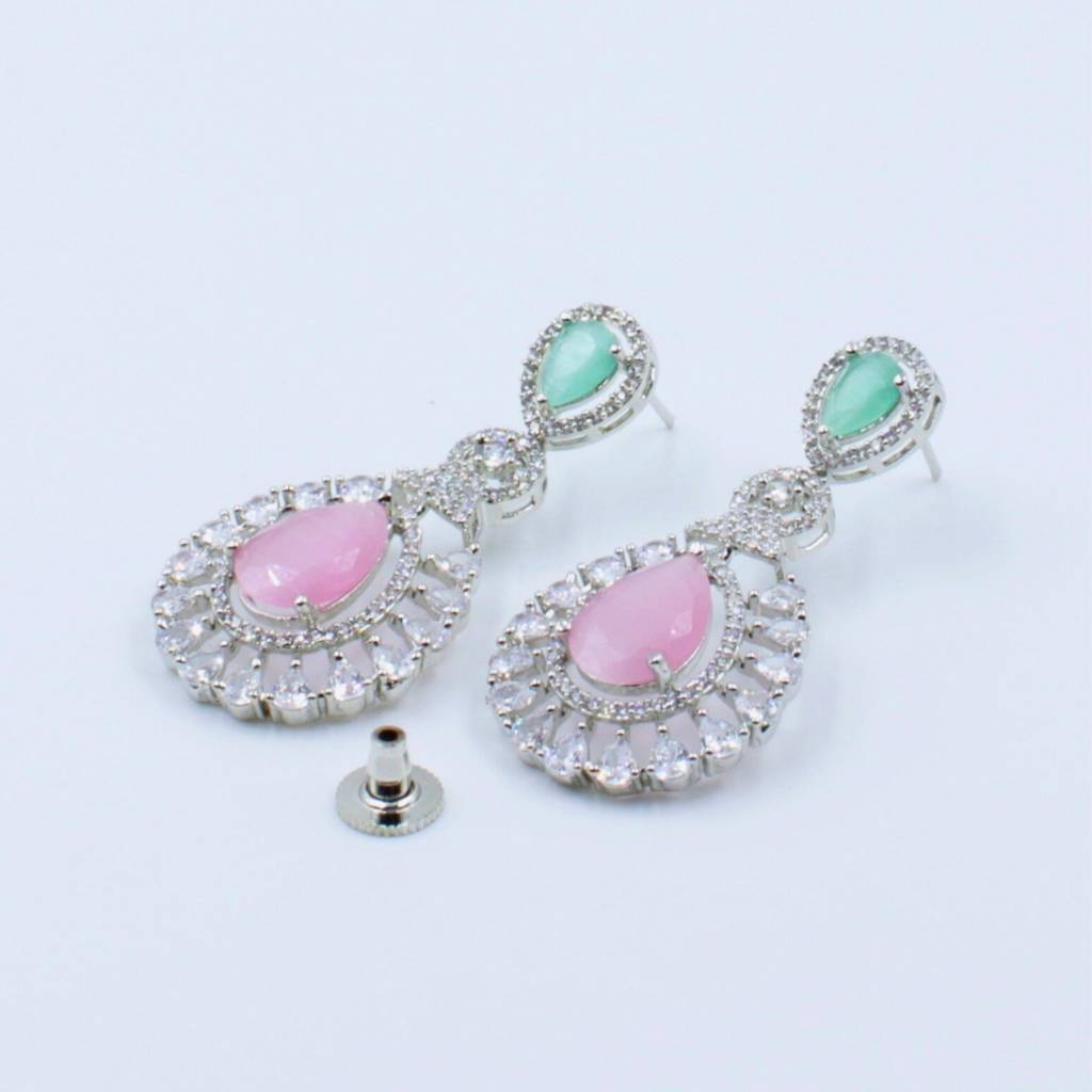 Multi Colour Zircon Pendant Short Necklace : ANKK-N-007
