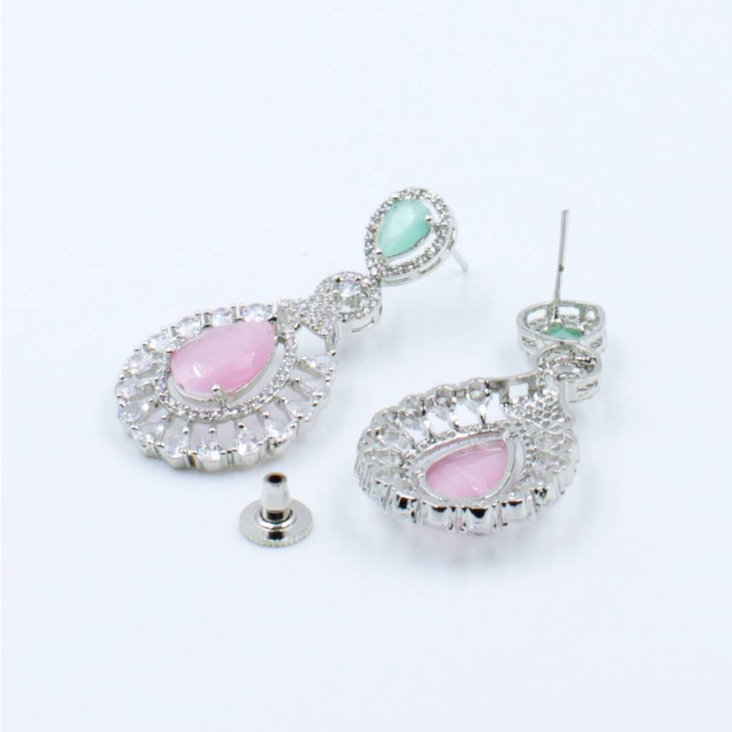Multi Colour Zircon Pendant Short Necklace : ANKK-N-007