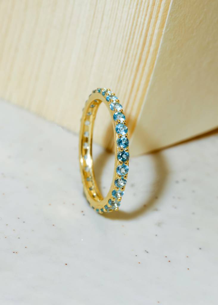 Supports Personal Growth - Swiss Blue Topaz Band Ring : AR41078