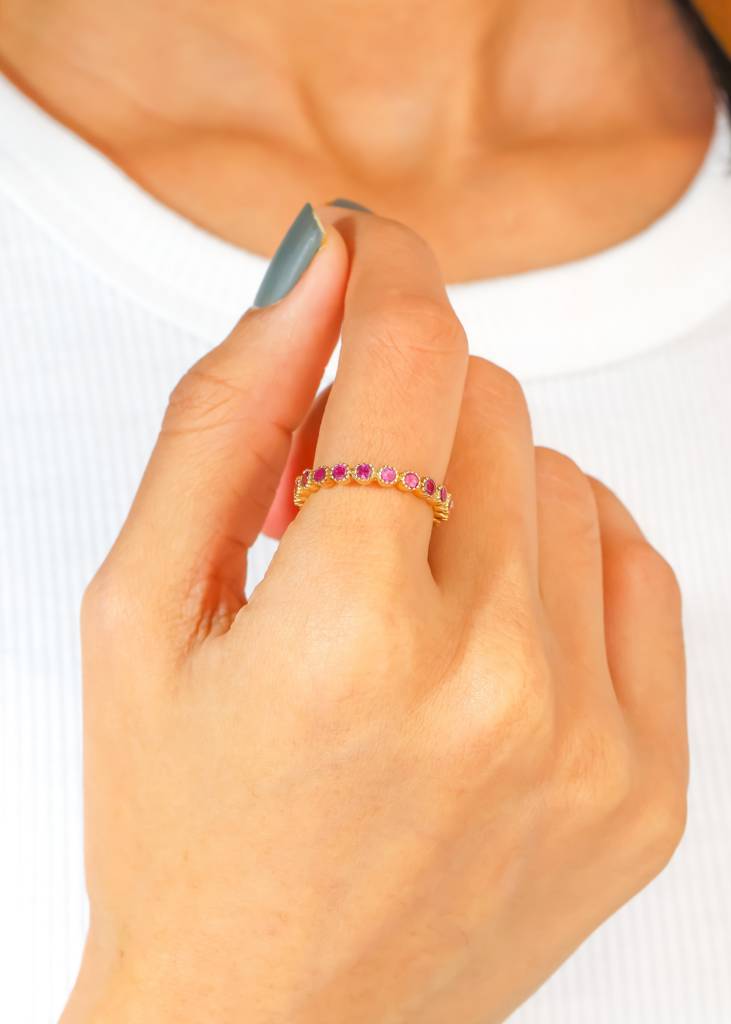 Amplifies Personal Willpower- Rhodolite Garnet Band Ring : AR41084