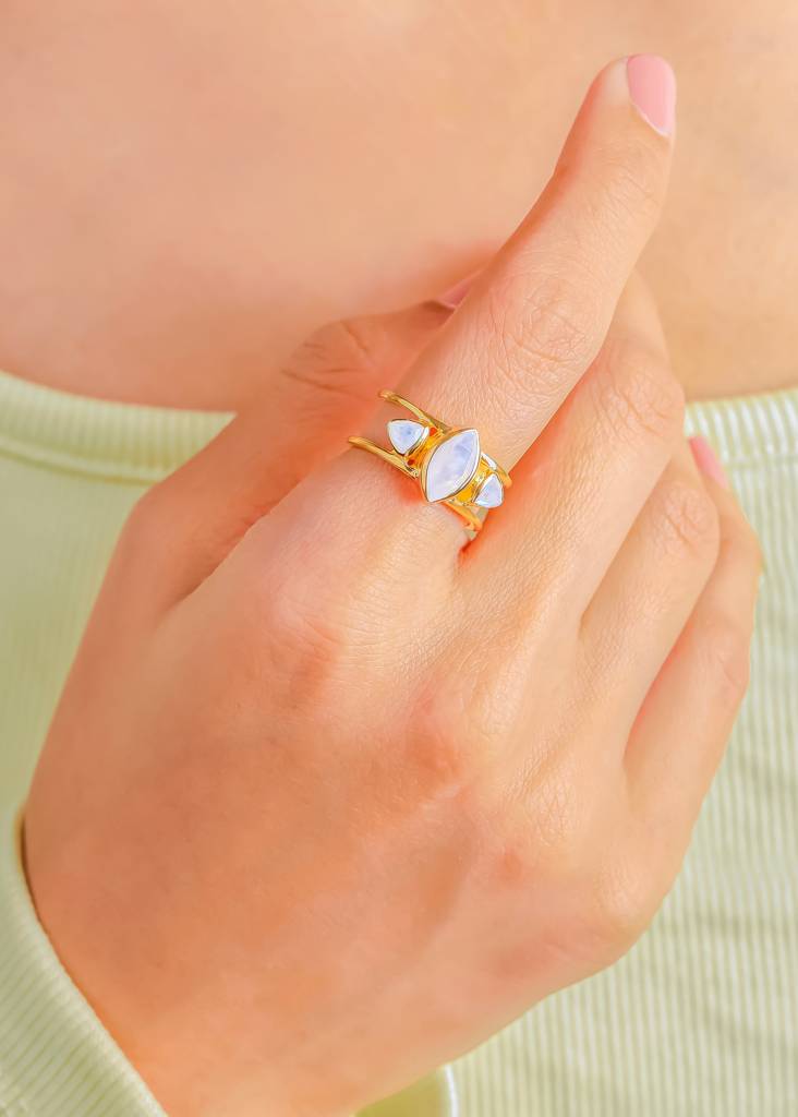 Eye Of Intuition & Clarity- Rainbow Moonstone Rings For New Beginnings : AR41296
