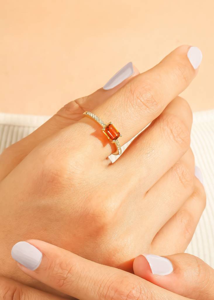 Awaken Success And Joy With Citrine & White Topaz Ring : AR42295