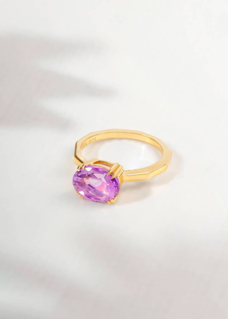Divine Calm – Amethyst Solitaire Ring For Spiritual Strength : AR42342