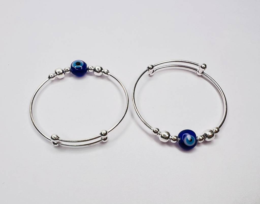 Silver Beads Nazariya Adjustable Bangles For Baby : ARSBB120