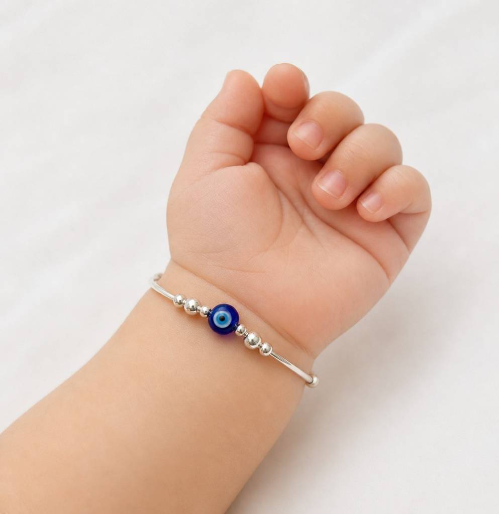 Silver Beads Nazariya Adjustable Bangles For Baby : ARSBB120