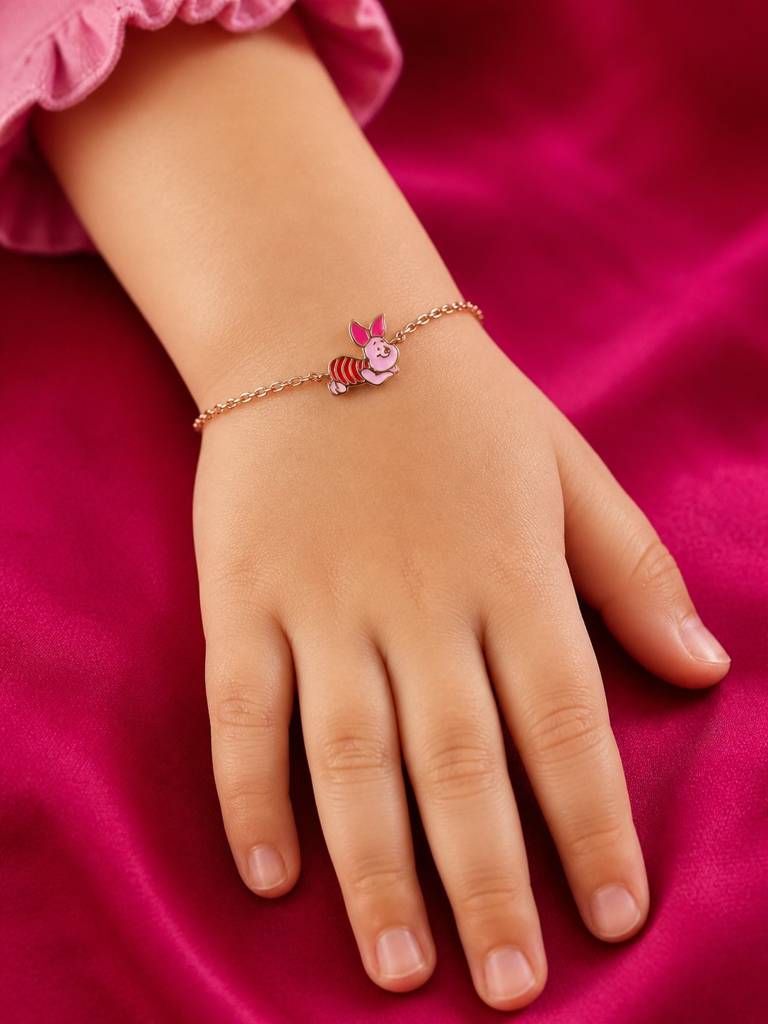 Rose Gold Piggy Charm Kids Bracelet : ARSBB92