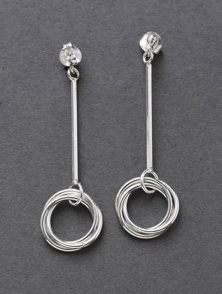 Linked Loop Dangle Silver Earrings : ARSE842