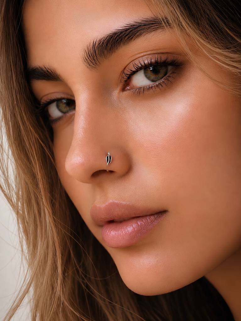 925 Sterling Silver, Oxidised Leaf Nose Pin For Women'S And Girls : ARSNP294