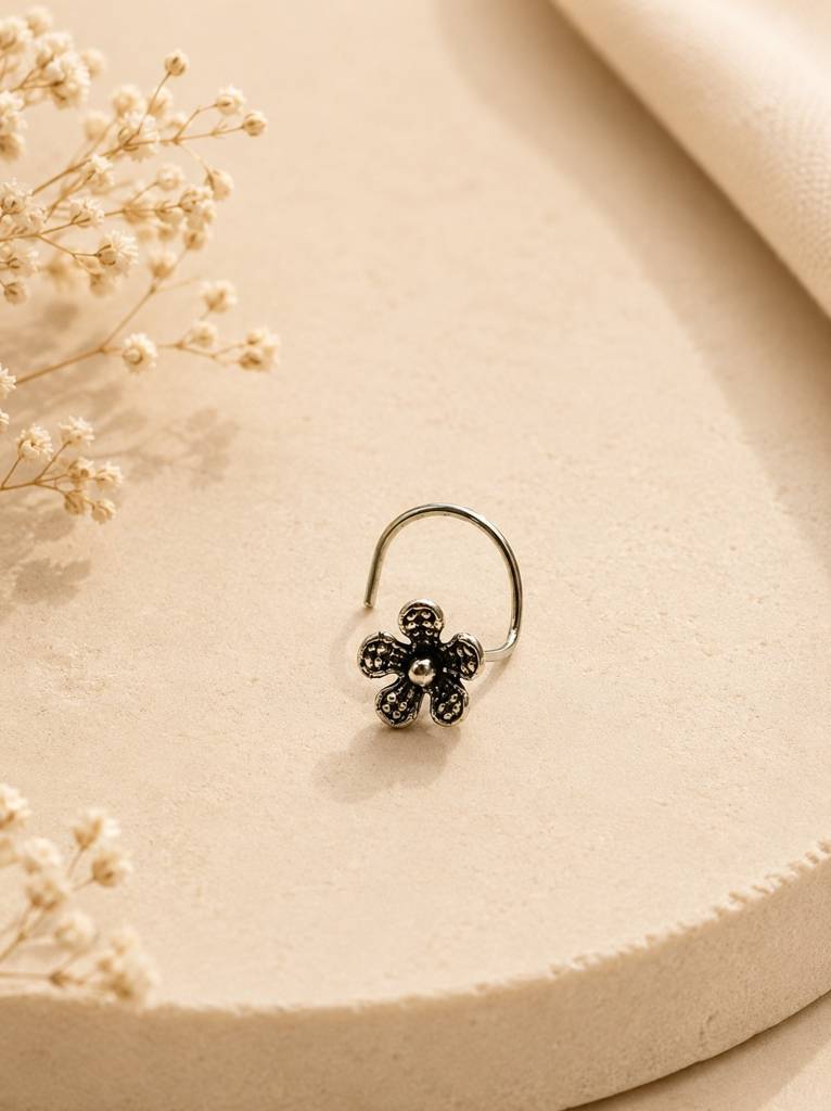 925 Sterling Silver  Floral Nose Pin, For Women'S And Girls : ARSNP299