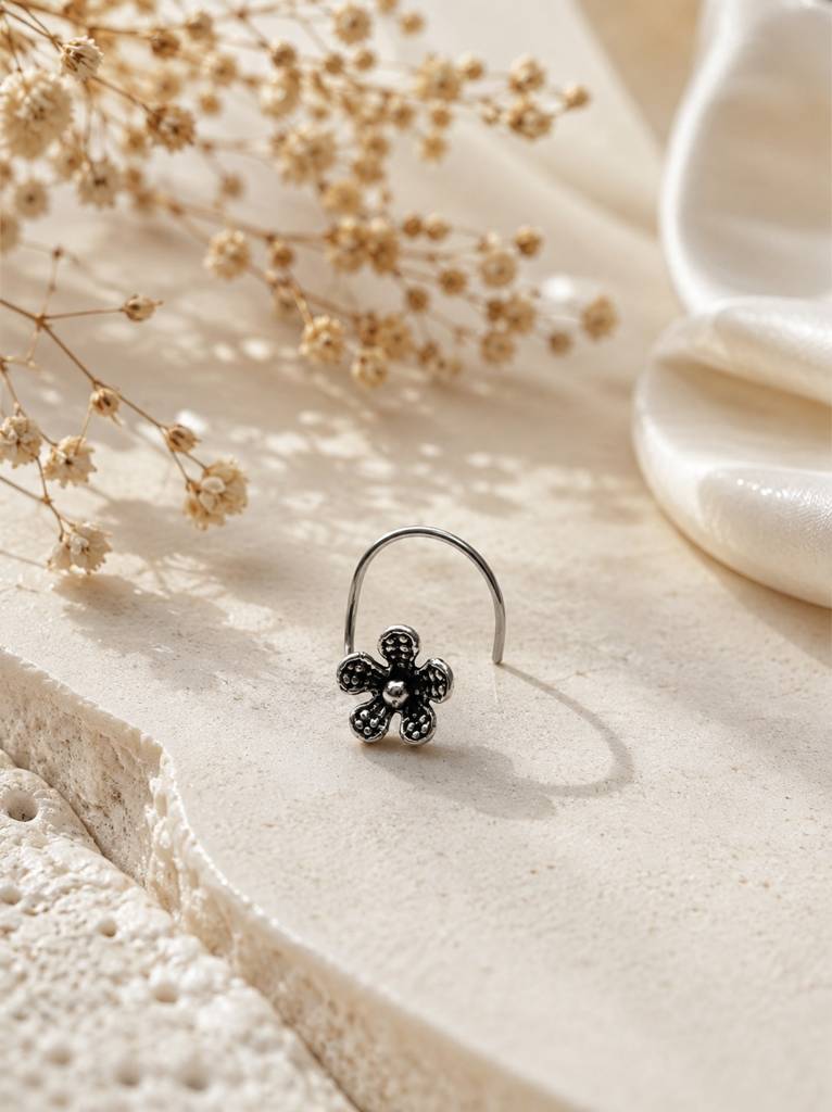 925 Sterling Silver  Floral Nose Pin, For Women'S And Girls : ARSNP299