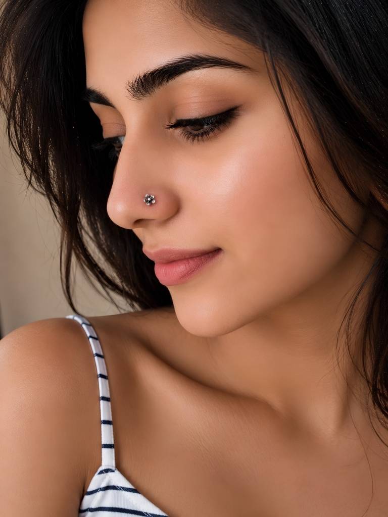 925 Sterling Silver  Floral Nose Pin, For Women'S And Girls : ARSNP299
