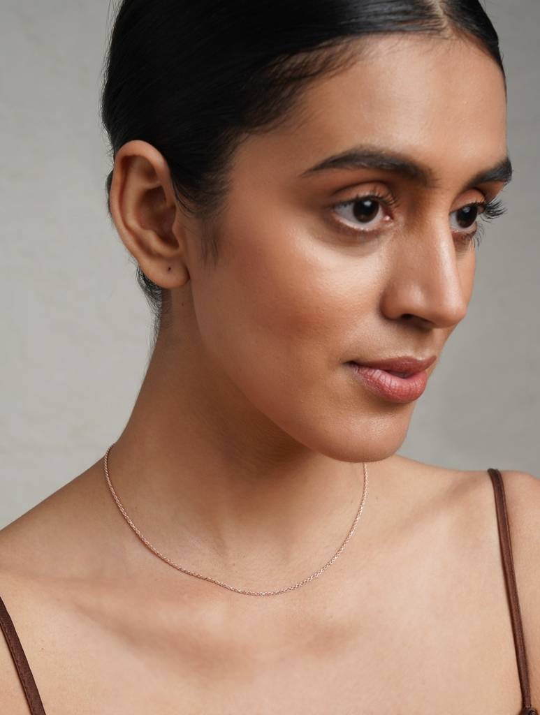 925 Sterling Silver Rosegold Twisted Neck Chain : ARSPC112W
