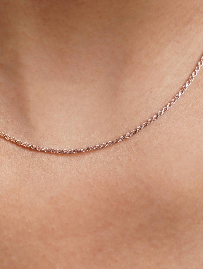925 Sterling Silver Rosegold Twisted Neck Chain : ARSPC112W