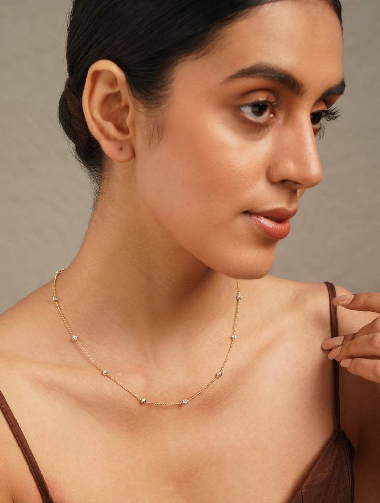925 Sterling Silver Gold Tone Balls Neck Chain : ARSPC117W