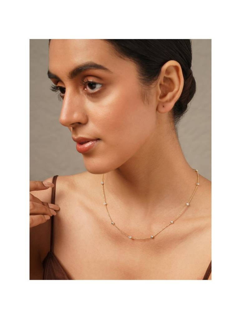 925 Sterling Silver Gold Tone Balls Neck Chain : ARSPC117W