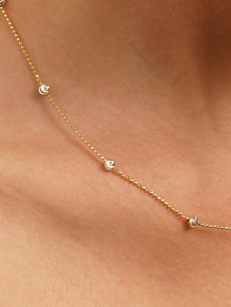 925 Sterling Silver Gold Tone Balls Neck Chain : ARSPC117W