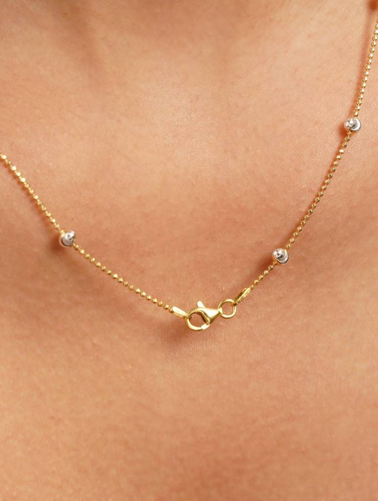 925 Sterling Silver Gold Tone Balls Neck Chain : ARSPC117W
