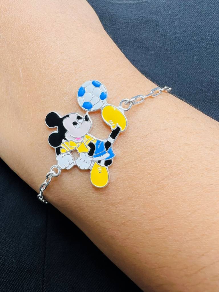 925 Sterling Silver Mickey Mouse Charm Bracelet Rakhi : ARSRK126