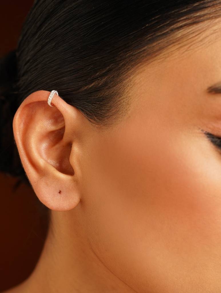 Textured V-Shaped Pressing Bali Earrings : ARSSE745