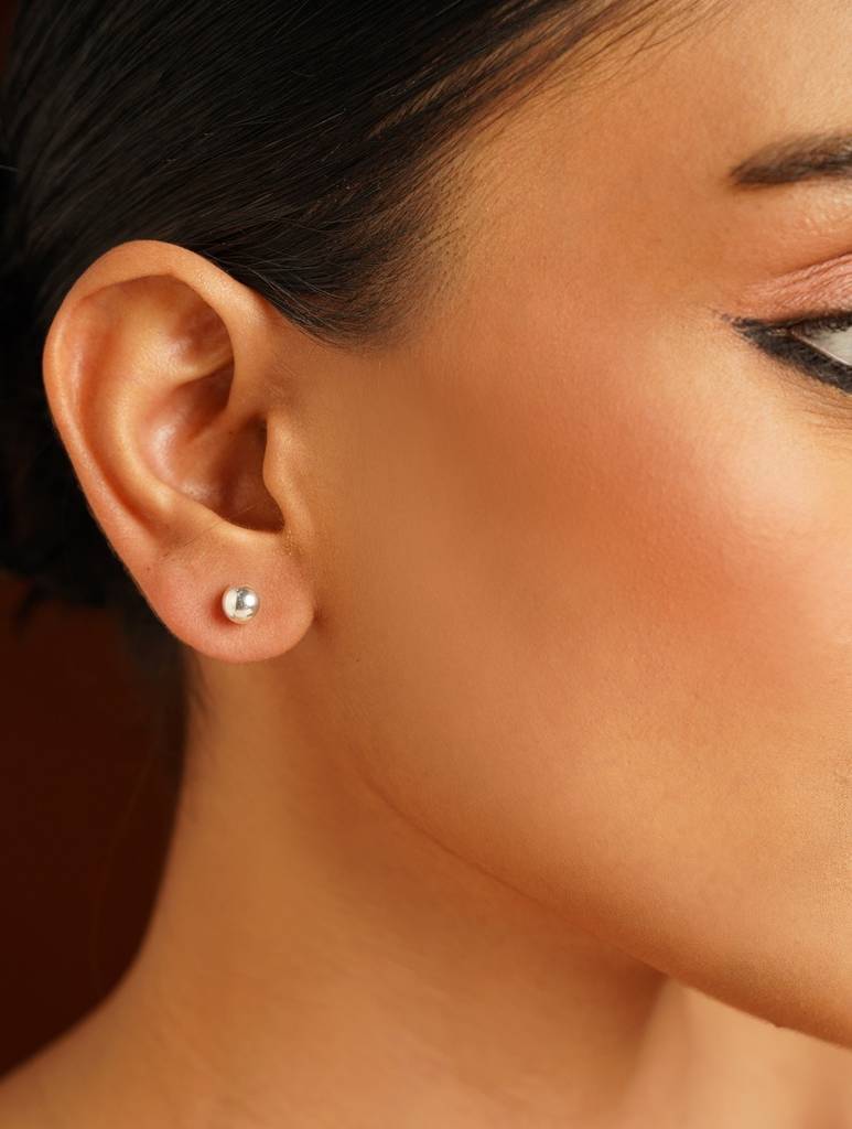 Minimal Ball Screw Pushback Stud Earrings : ARSSE762