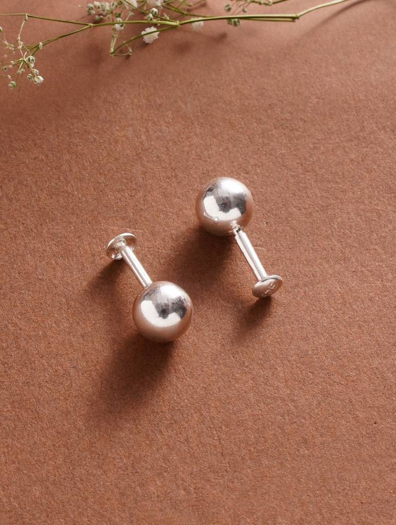 Minimal Ball Screw Pushback Stud Earrings : ARSSE762