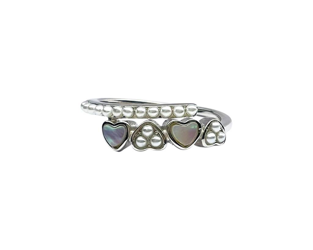 Pearl Heart Charm Silver Ring : ARSSR267