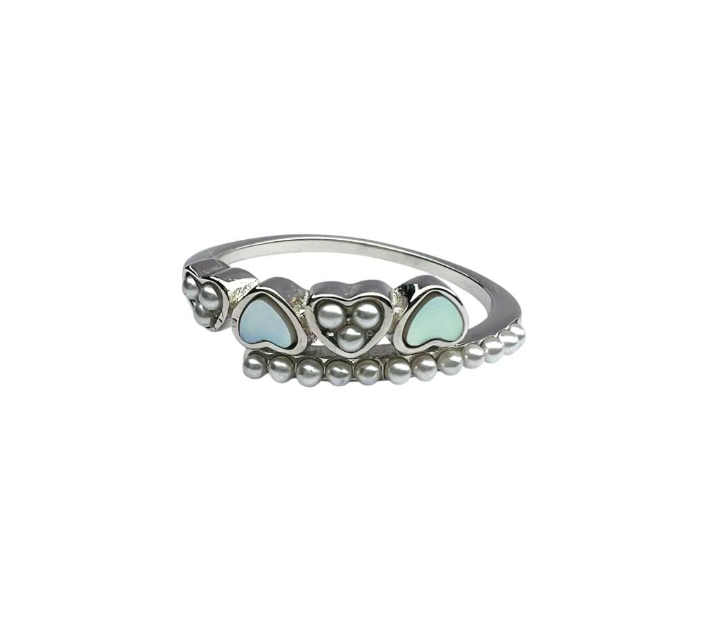 Pearl Heart Charm Silver Ring : ARSSR267