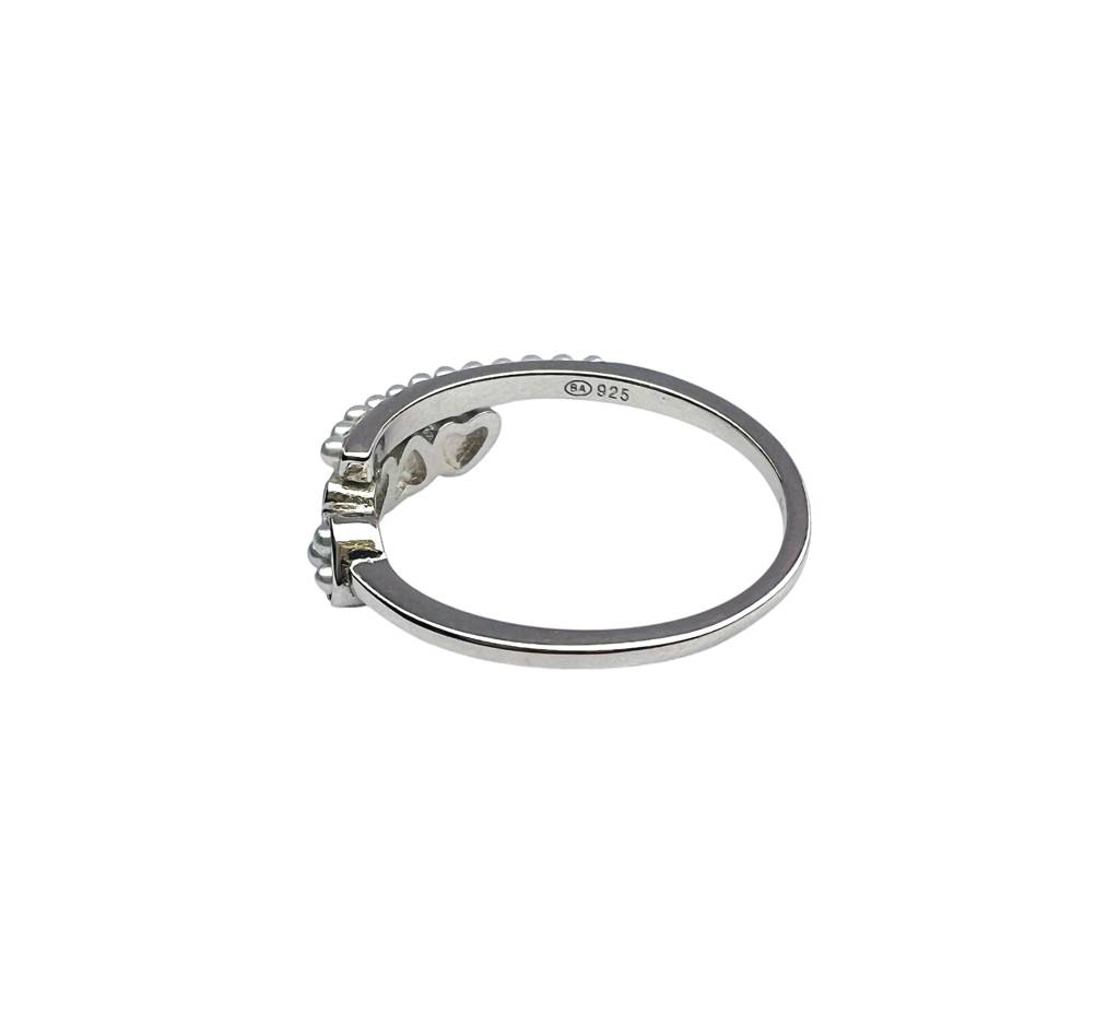 Pearl Heart Charm Silver Ring : ARSSR267