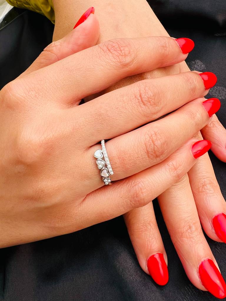 Pearl Heart Charm Silver Ring : ARSSR267