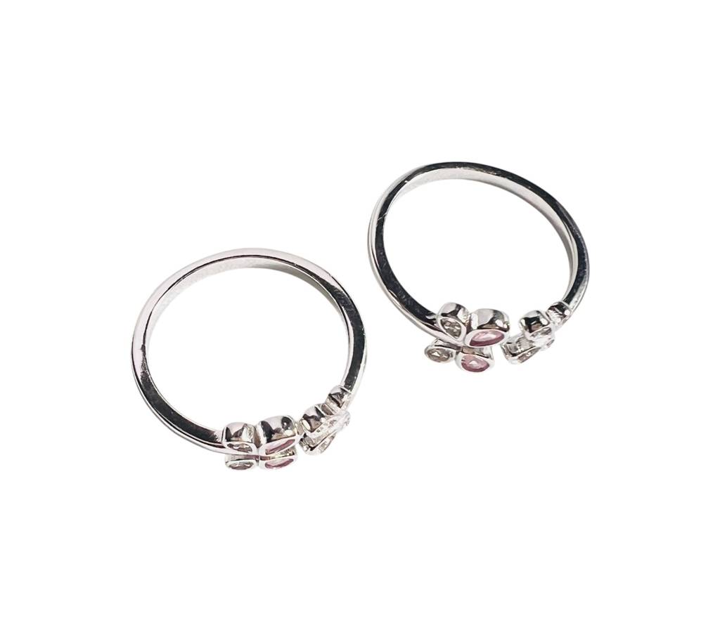 Silver Butterfly Sparkle Toe Rings : ARST336